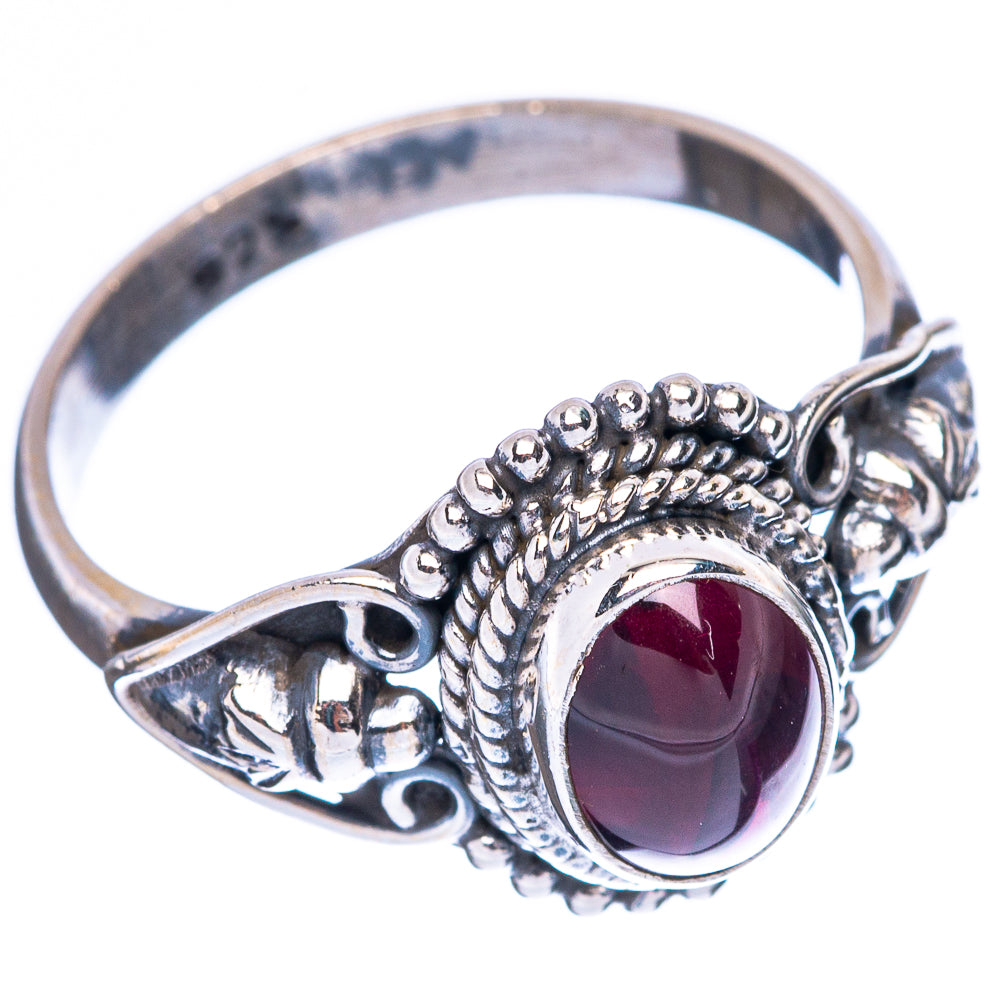 Garnet Dainty Ring Size 7.25 (925 Sterling Silver) R5109
