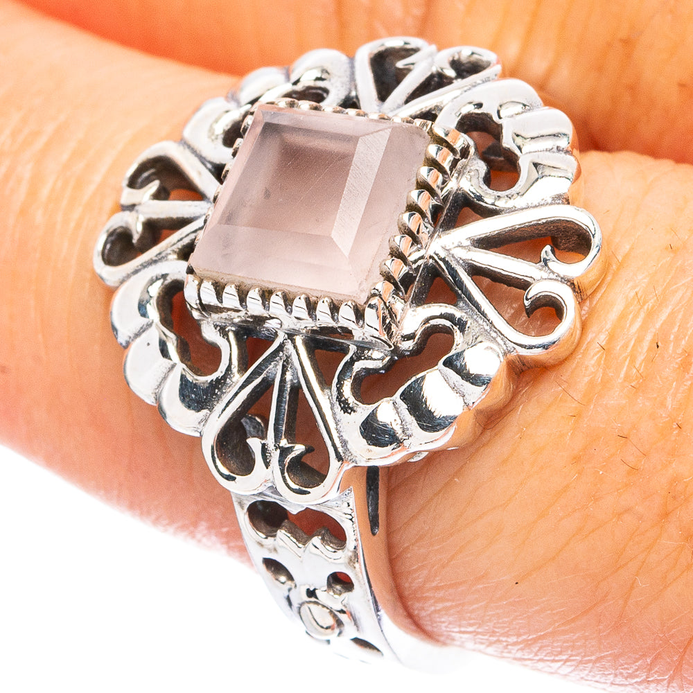 Rose Quartz Ring Size 8.25 (925 Sterling Silver) R4830