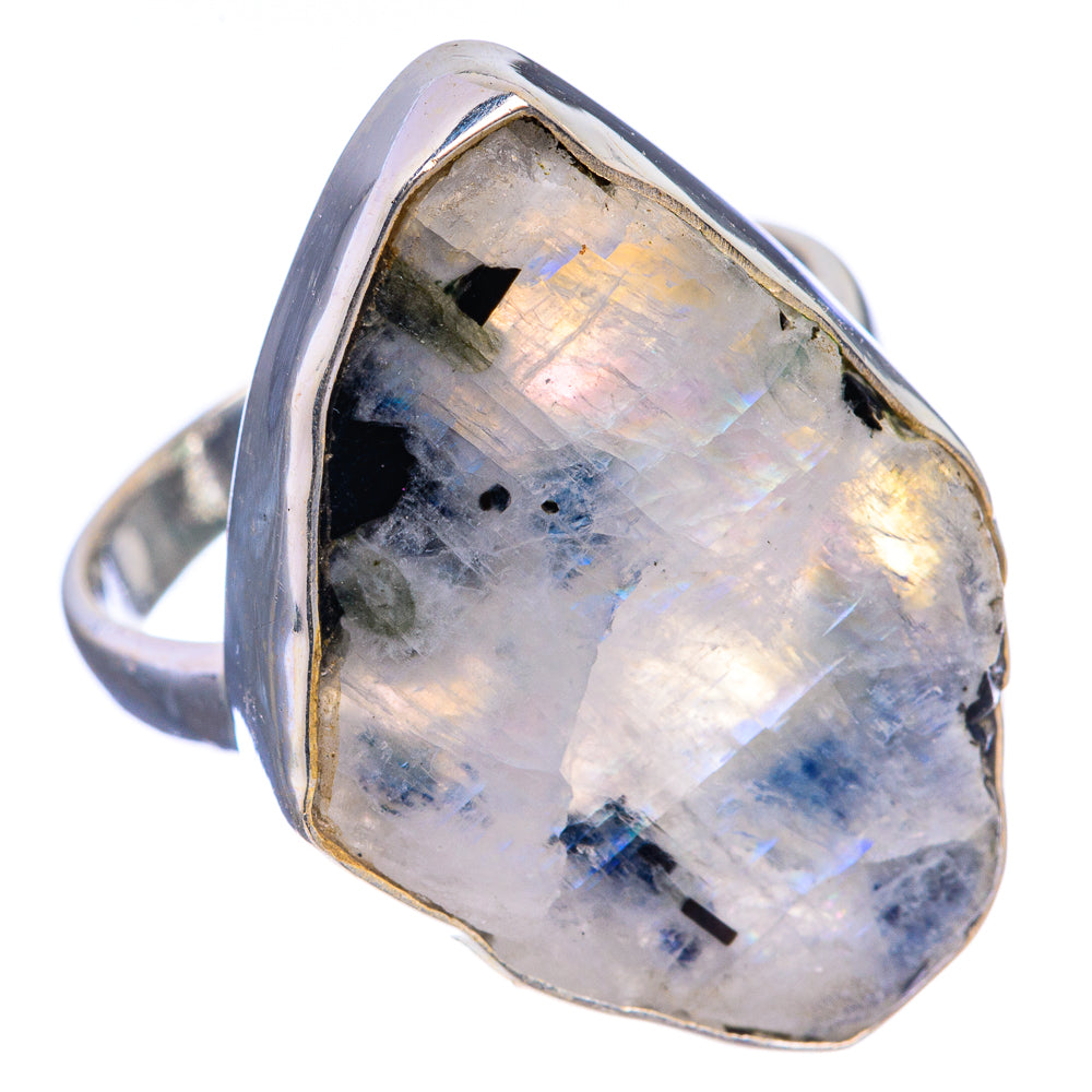 Large Rough Rainbow Moonstone Ring Size 10.25 (925 Sterling Silver) R143021