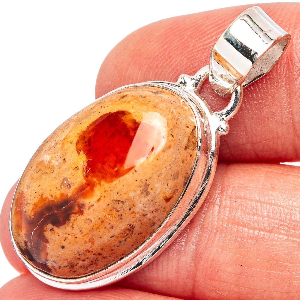 Mexican Fire Opal Pendant 1 3/8" (.925 Sterling Silver)