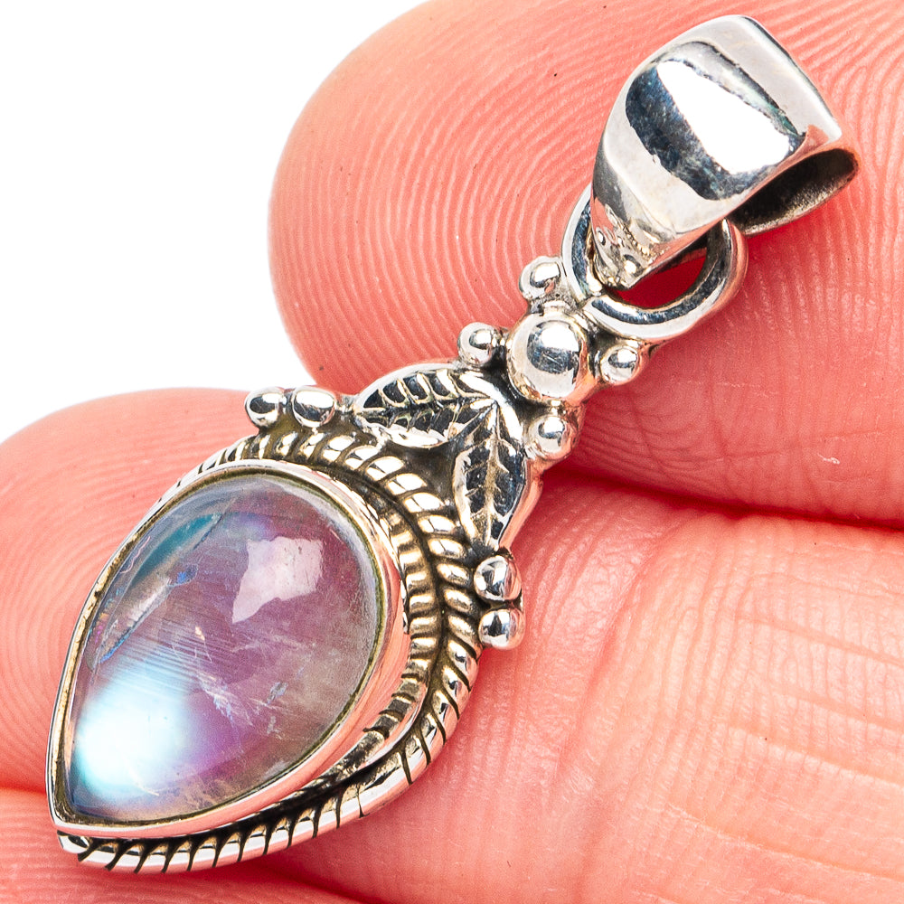 Rainbow Moonstone Pendant 1 1/4" (925 Sterling Silver) P45440