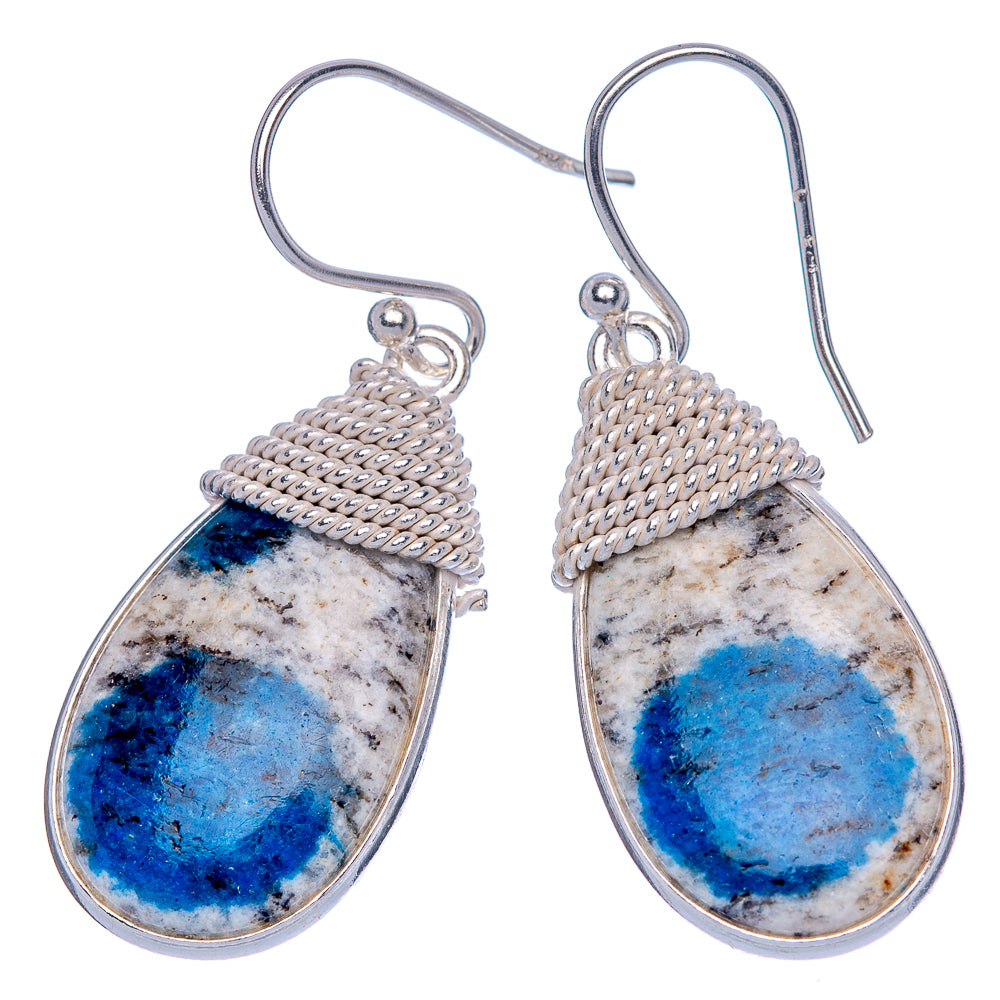 K2 Blue Azurite Earrings 1 1/2" (925 Sterling Silver) E433172