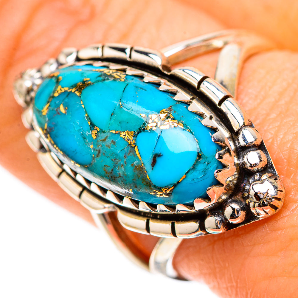 Blue Copper Composite Turquoise Ring Size 8.5 (925 Sterling Silver) RING139789