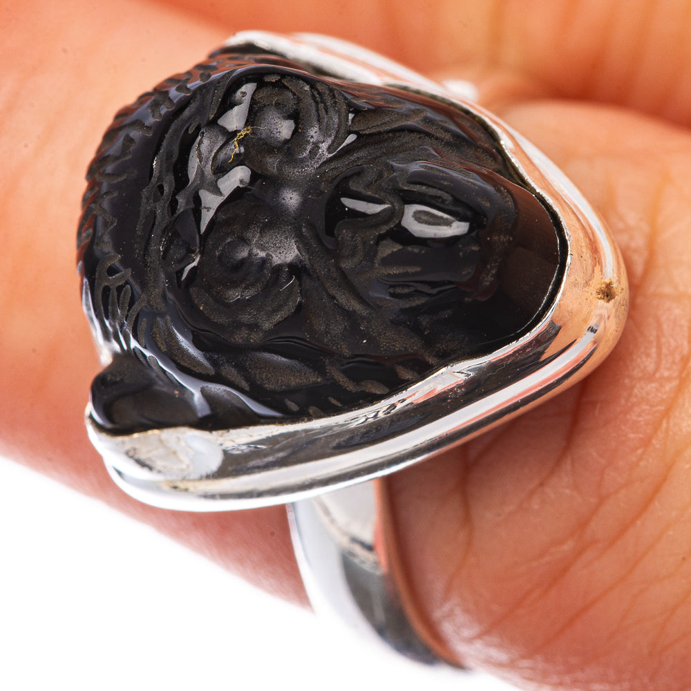 Black Onyx Monkey Ring Size 7 (925 Sterling Silver) R145128
