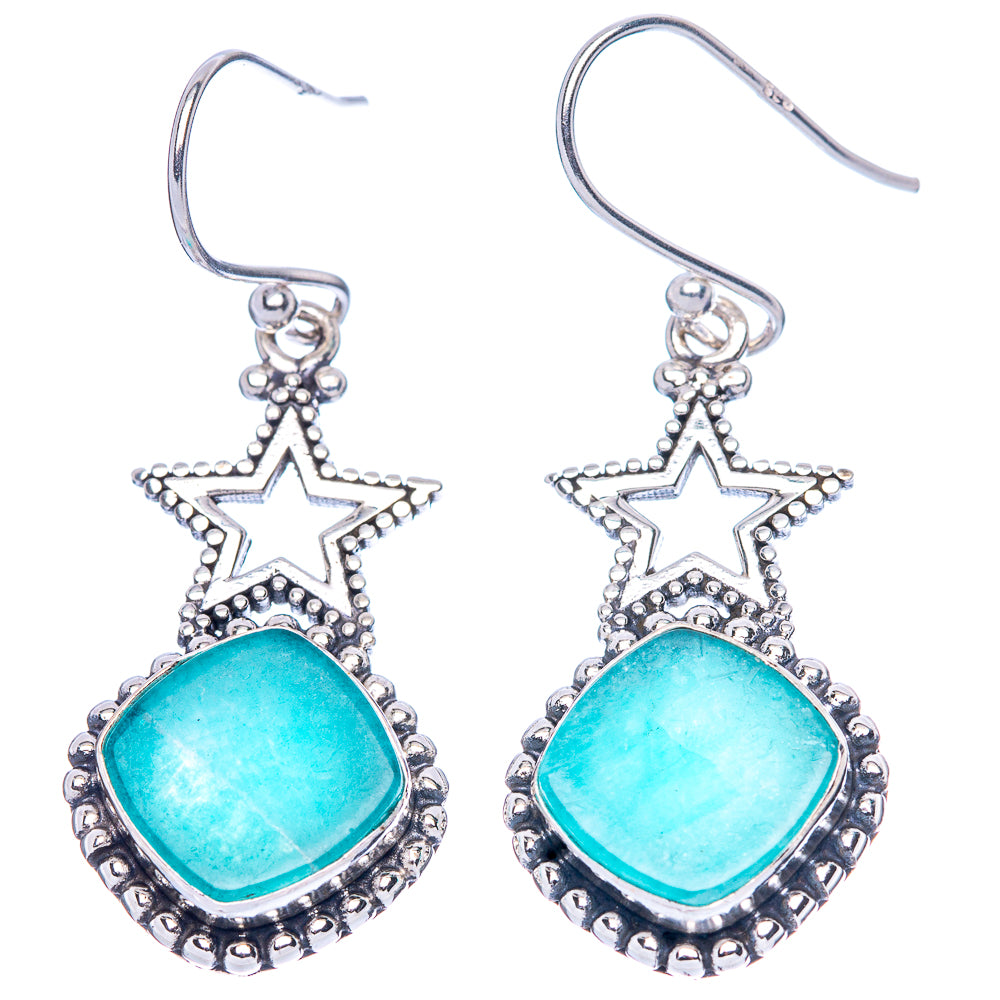 Amazonite Star Earrings 1 5/8" (925 Sterling Silver) E1365