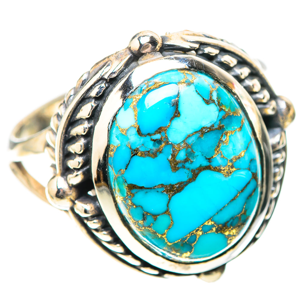 Blue Copper Composite Turquoise 925 Sterling Silver Ring Size 10 (925 Sterling Silver) RING139330