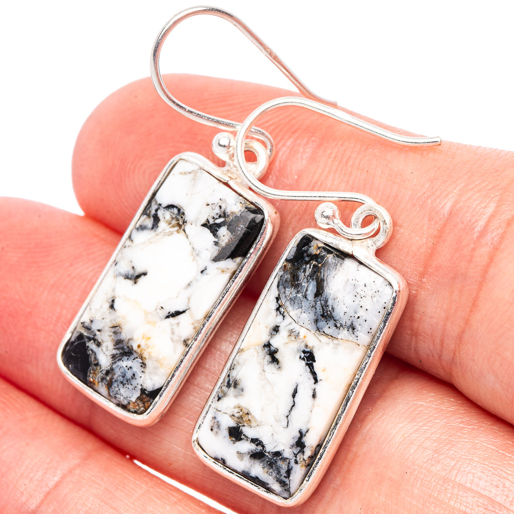 Zebra Jasper Earrings 1 3/8" (925 Sterling Silver) E2438
