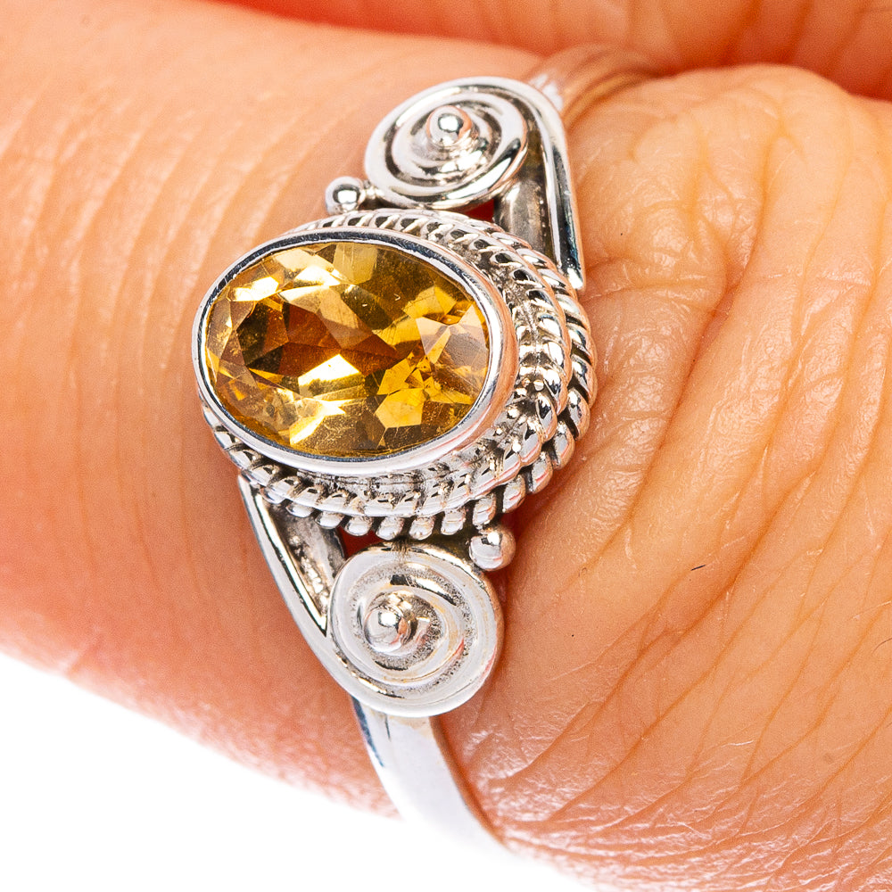 Faceted Citrine Dainty Ring Size 6.5 (925 Sterling Silver) R1165
