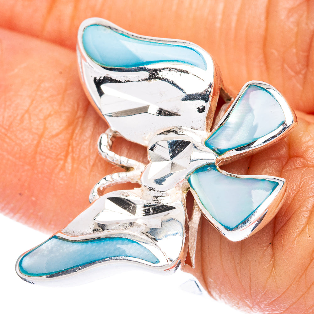 Mother Of Pearl Inlay Butterfly Ring Size 5.5 (925 Sterling Silver) R2846