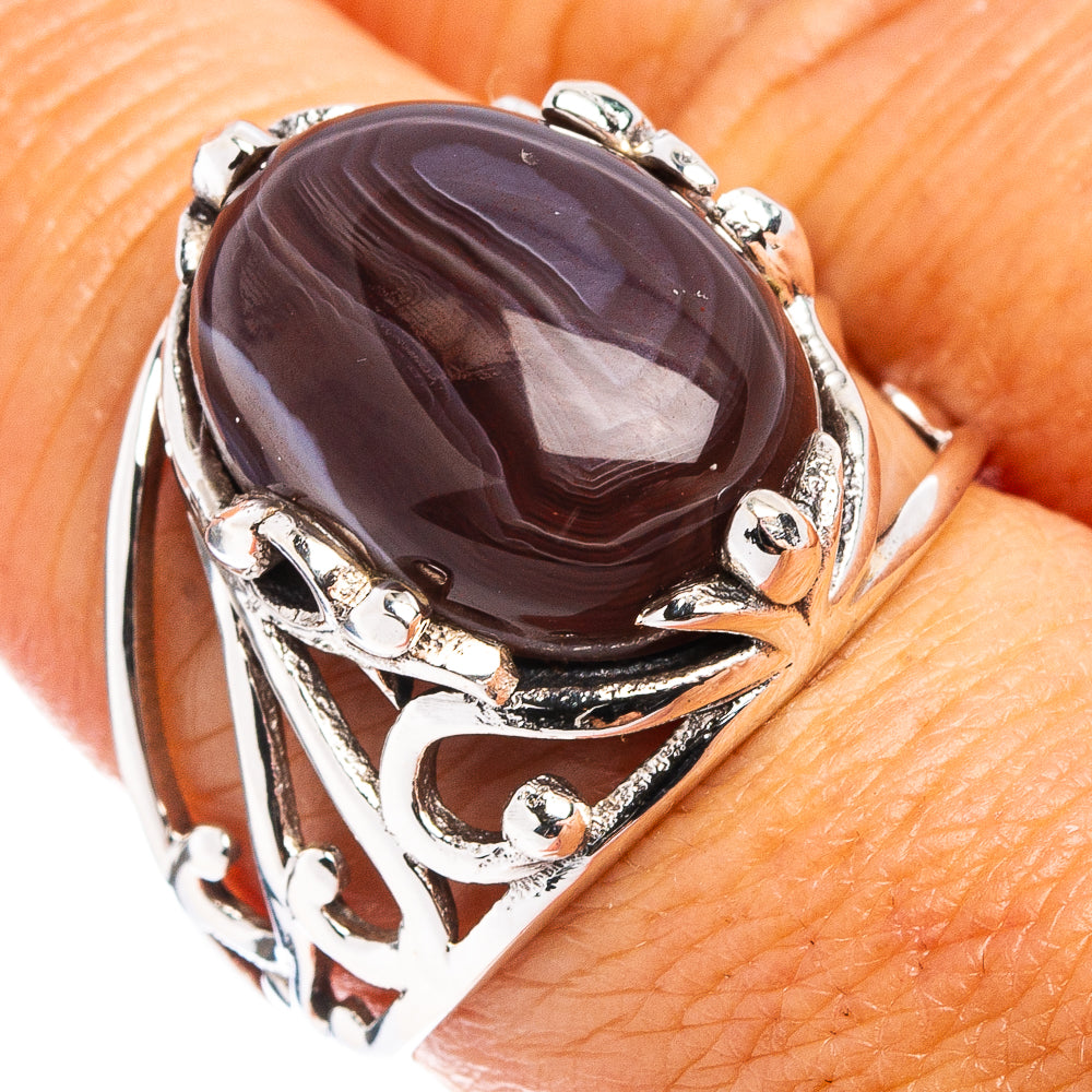 Premium Botswana Agate Ring Size 8 (.925 Sterling Silver)