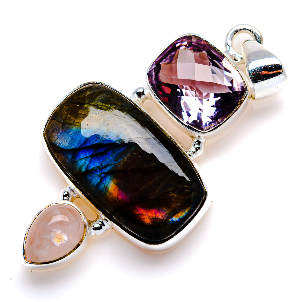 Labradorite, Amethyst, Rose Quartz Pendant 1 7/8" (925 Sterling Silver) PD37997