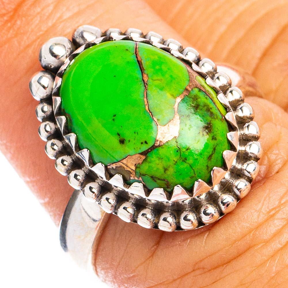 Green Copper Composite Turquoise Ring Size 6.75 (925 Sterling Silver) R8420