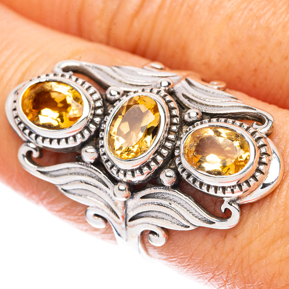Faceted Citrine Ring Size 8.25 (925 Sterling Silver) R3112