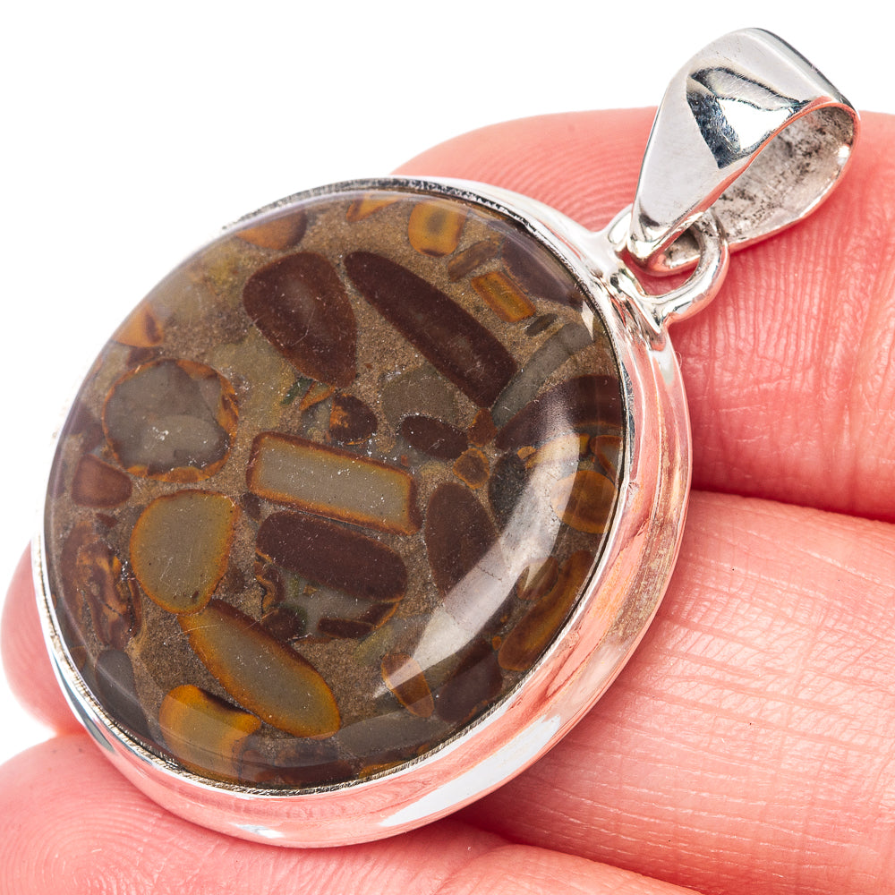 Bamboo Leaf Jasper Pendant 1 3/8" (925 Sterling Silver) P40922