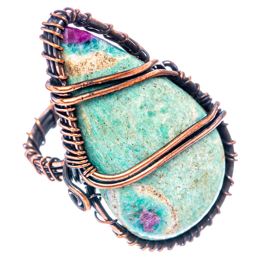 Ruby Fuchsite Wire Wrap Ring Size 7 (Oxidized Copper)