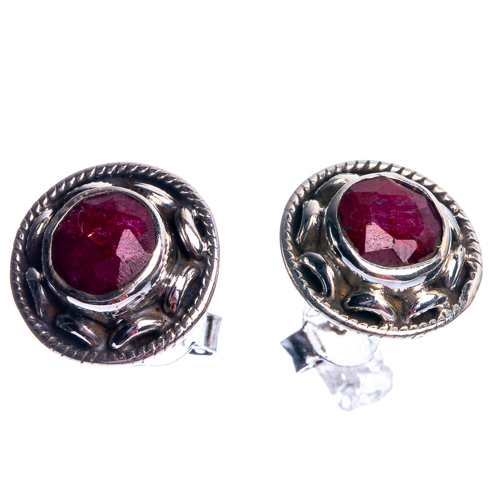 Red Sillimanite Dainty Earrings 1/2" (925 Sterling Silver) E432506
