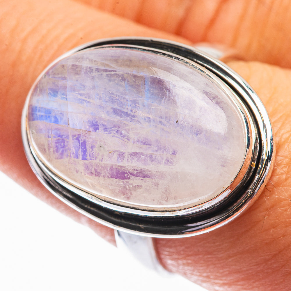 Rainbow Moonstone Ring Size 8.25 (925 Sterling Silver) R142017