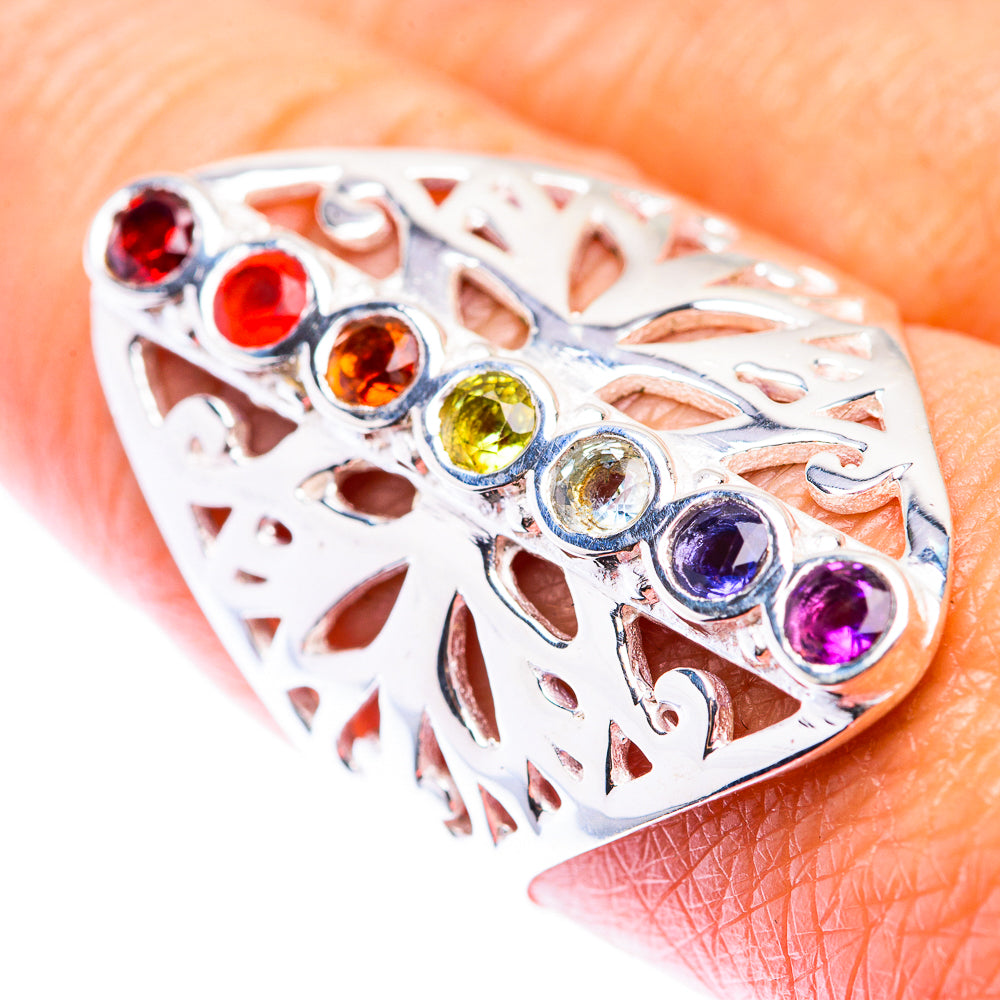 Rainbow Chakra Ring Size 9 (925 Sterling Silver) RING140132
