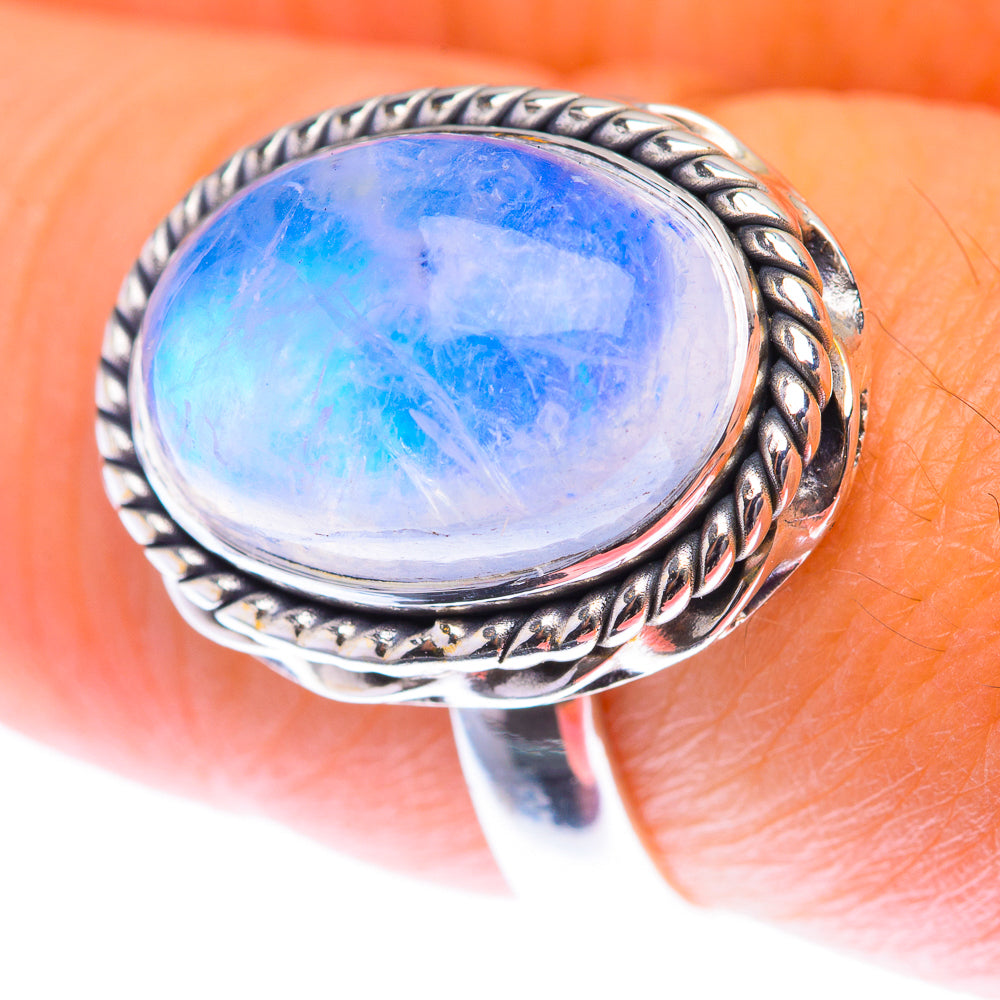 Rainbow Moonstone Ring Size 8.25 (925 Sterling Silver) RING139877