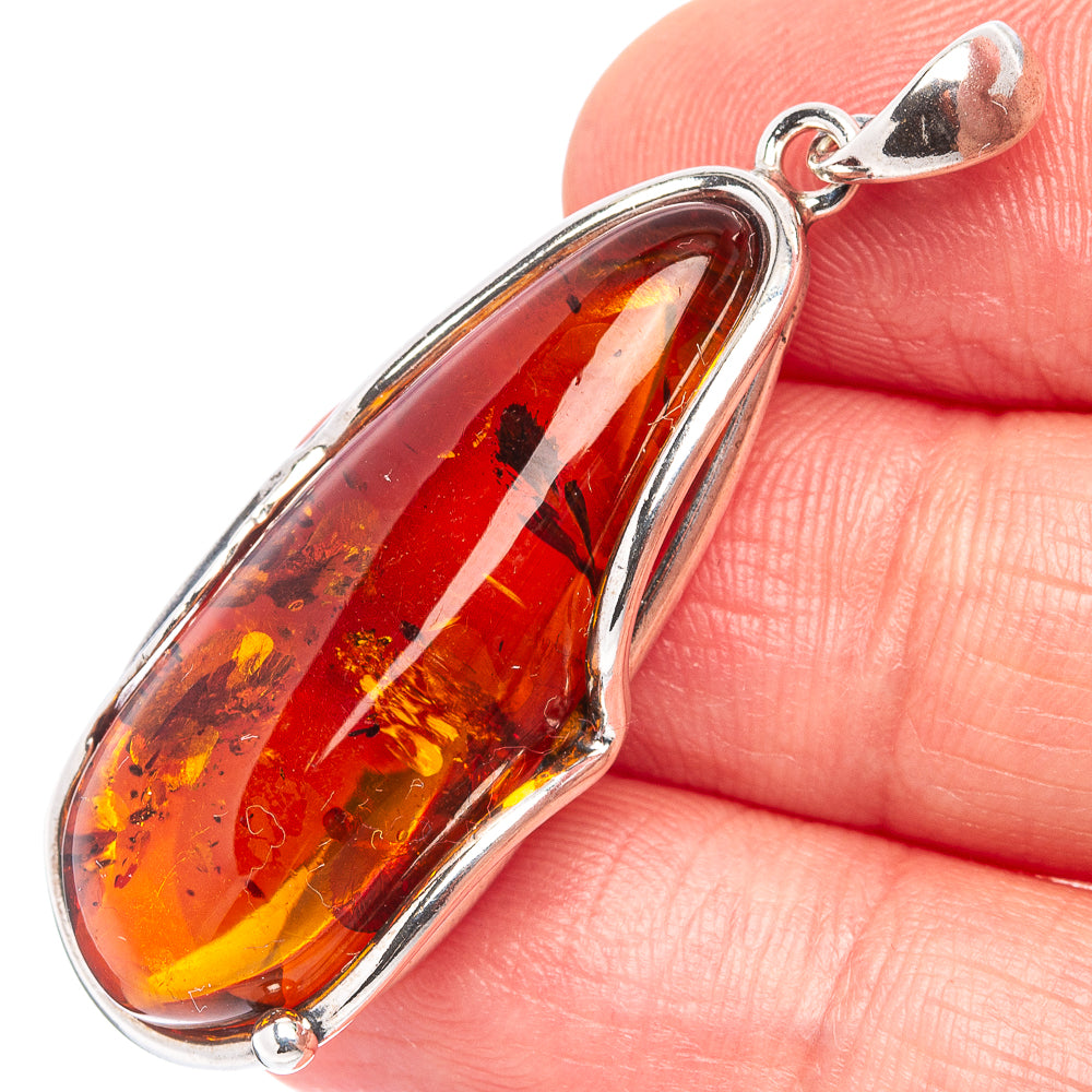 Baltic Amber Pendant 1 3/4" (.925 Sterling Silver)