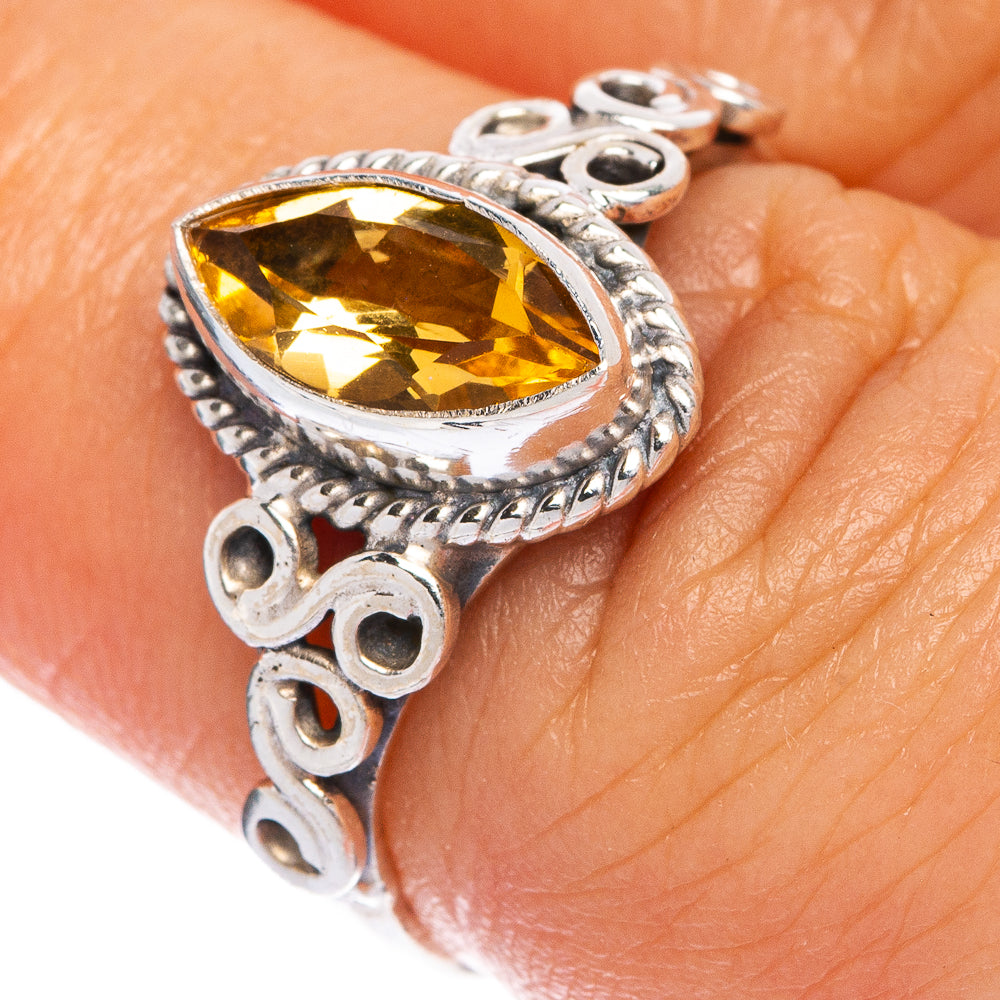 Faceted Citrine Dainty Ring Size 6.75 (925 Sterling Silver) R145388