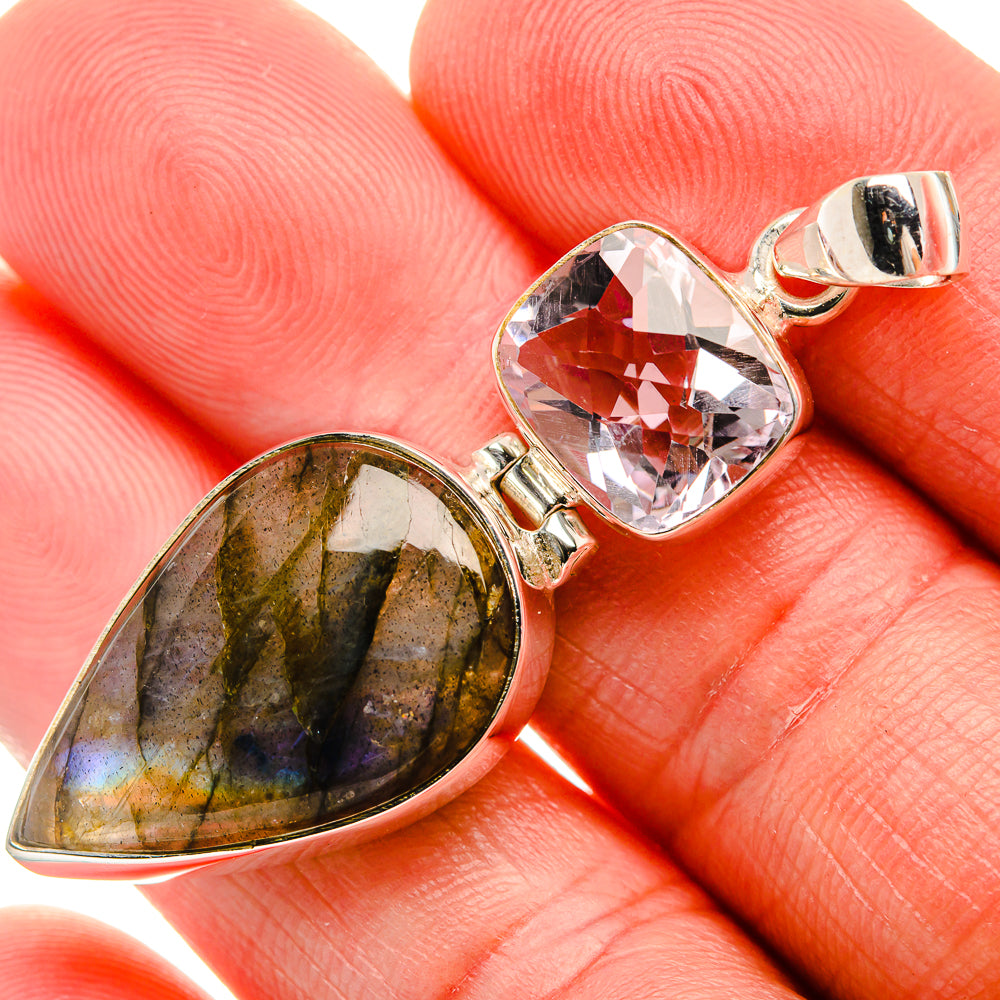 Labradorite, Kunzite Pendant 2" (925 Sterling Silver) PD38173