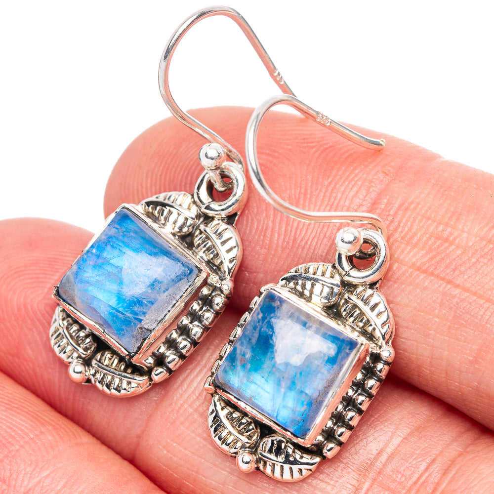 Rainbow Moonstone Earrings 1 1/4" (925 Sterling Silver) E1371