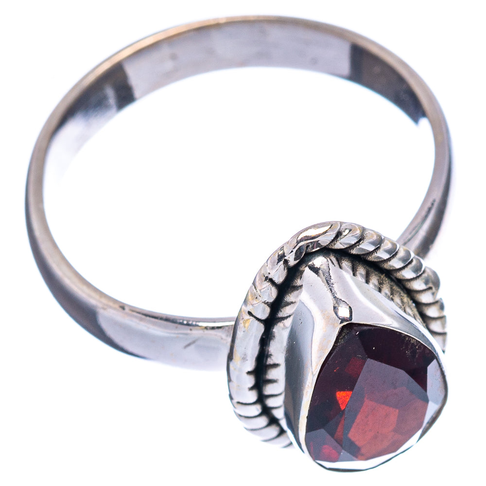 Faceted Garnet Ring Size 6.75 (.925 Sterling Silver)