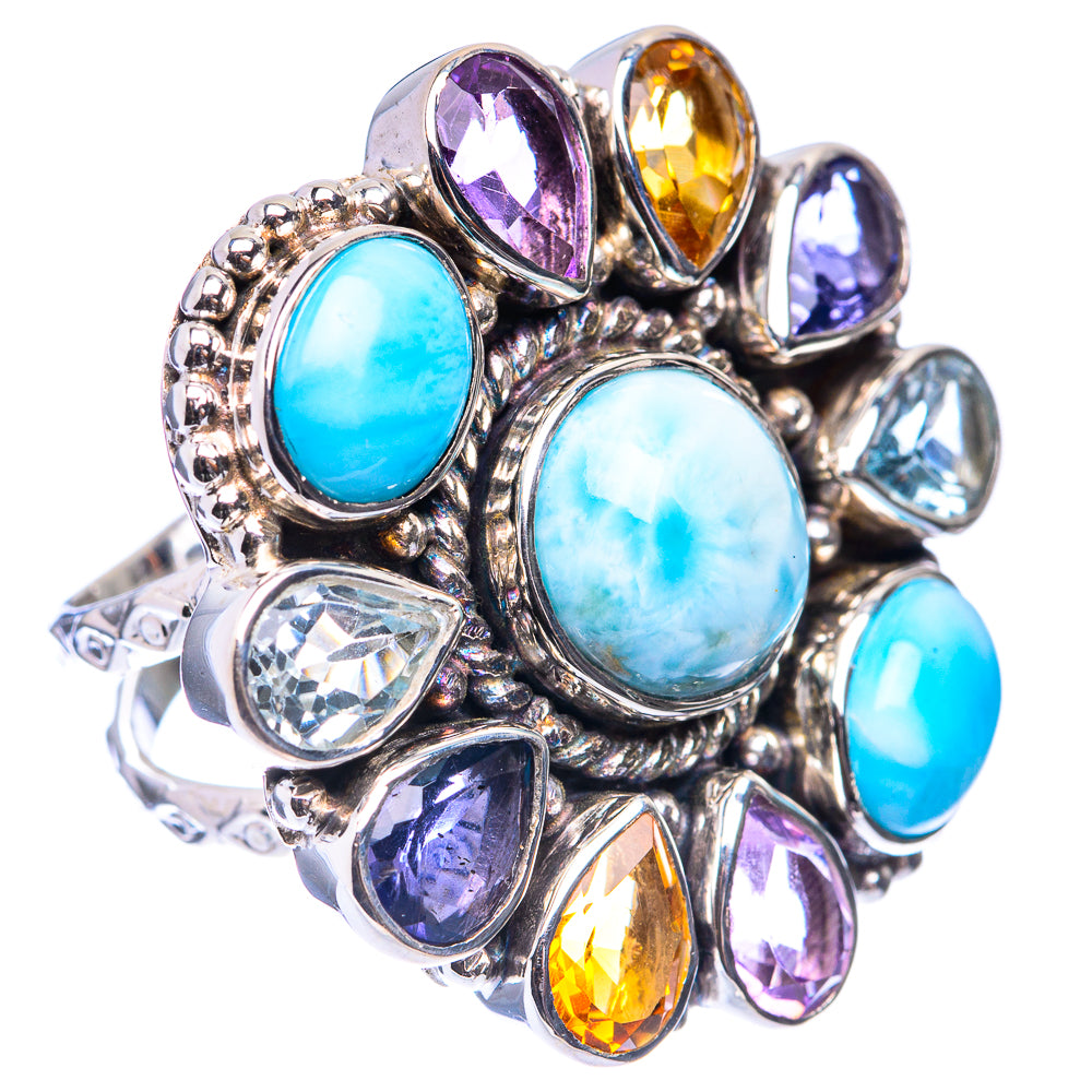 Signature Larimar, Blue Topaz, Tanzanite, Citrine, Amethyst Ring Size 8 (925 Sterling Silver) R141727
