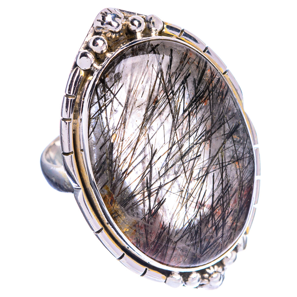 Large Tourmalinated Quartz Ring Size 7.5 (925 Sterling Silver) R144346