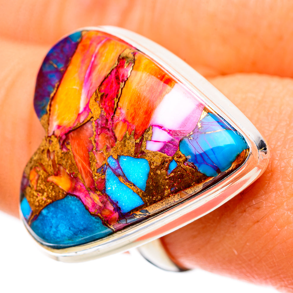 Large Kingman Pink Dahlia Turquoise 925 Sterling Silver Ring Size 8 (925 Sterling Silver) RING139684