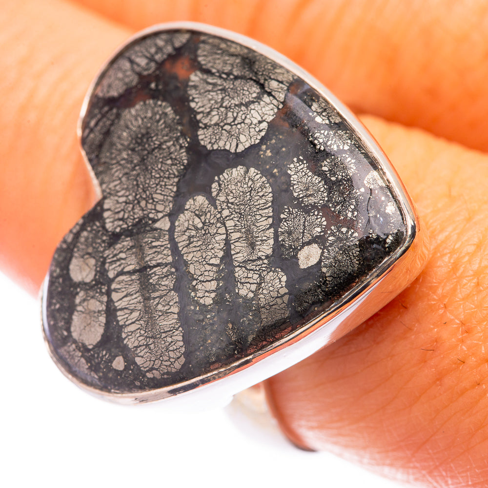 Large Pyrite In Black Onyx Ring Size 8.75 (925 Sterling Silver) R141009