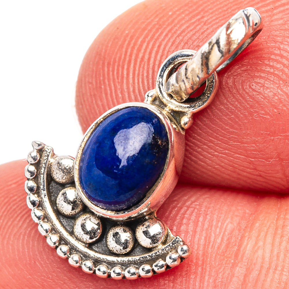 Dainty Lapis Lazuli Pendant 7/8" (.925 Sterling Silver)