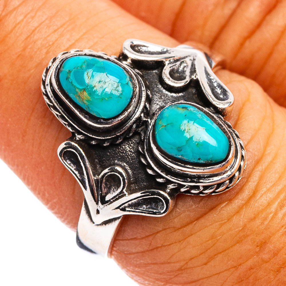 Native Style Mohave Turquoise Ring Size 7.5 (.925 Sterling Silver)