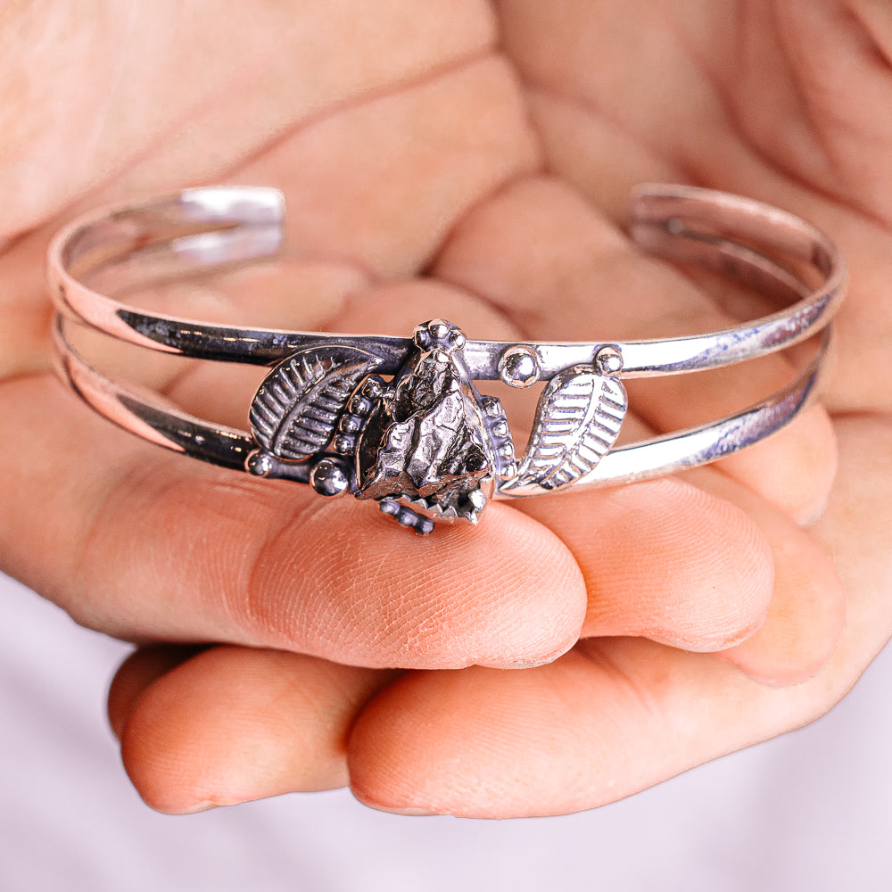 Campo Del Cielo Meteorite Cuff Bracelet Adjustable (.925 Sterling Silver)