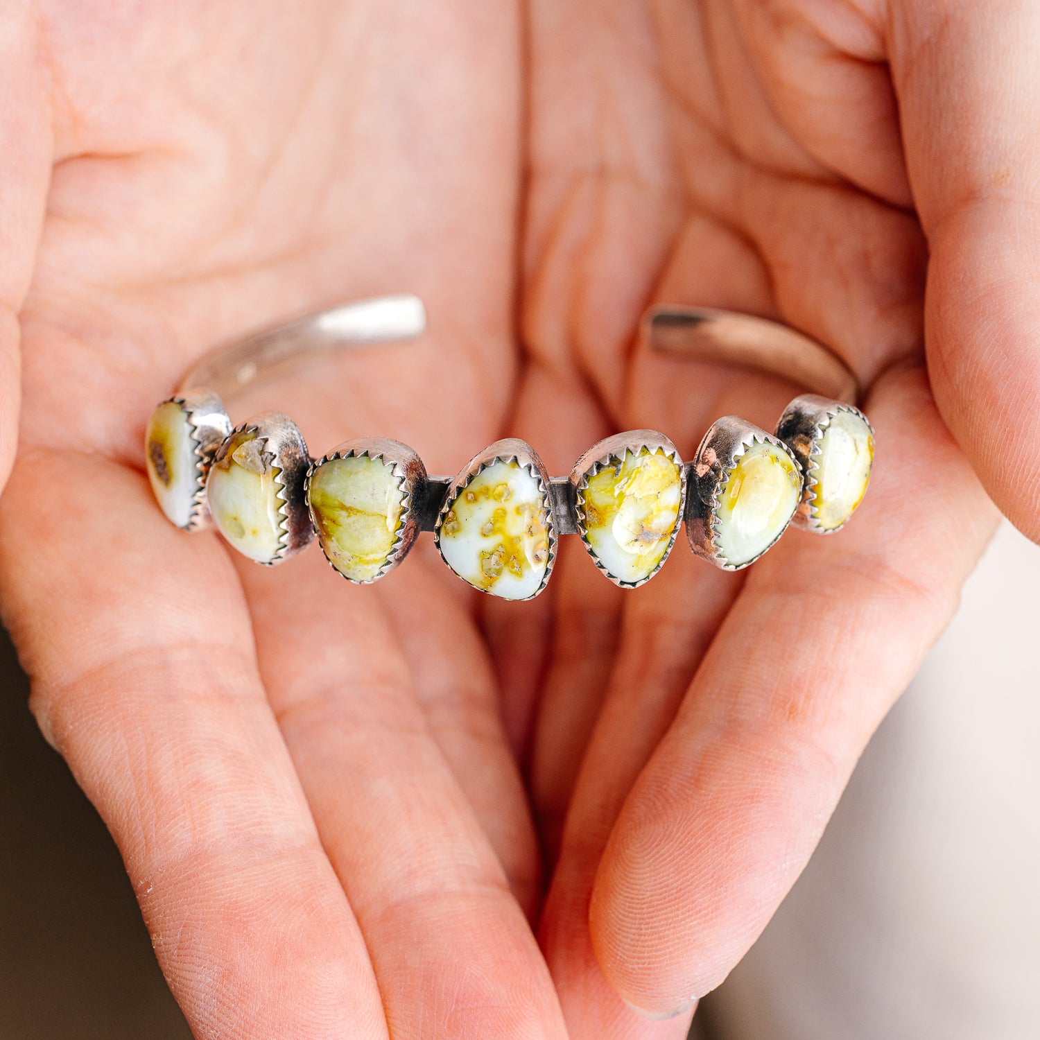 Sonoran Gold Turquoise Cuff Bracelet Adjustable (.925 Sterling Silver)