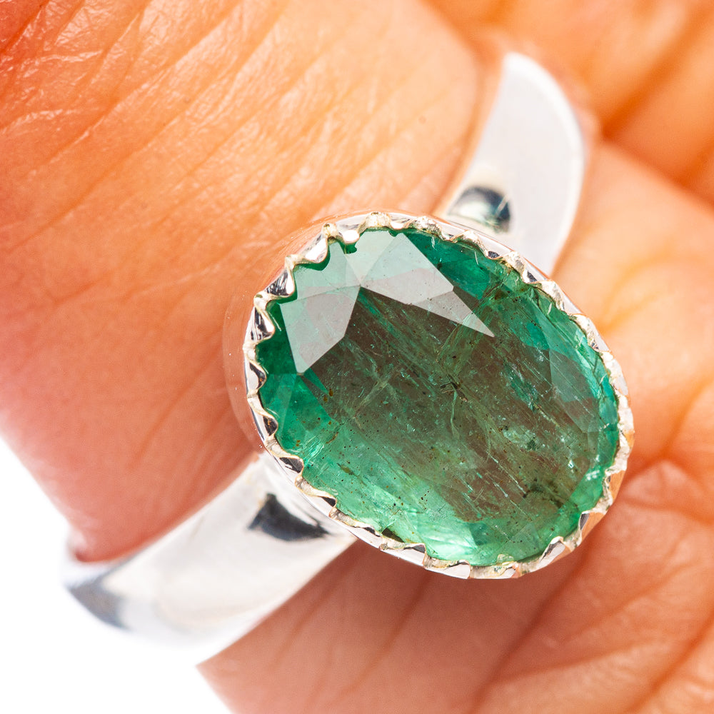 Rare Premium Faceted Zambian Emerald Ring Size 6 (.925 Sterling Silver)