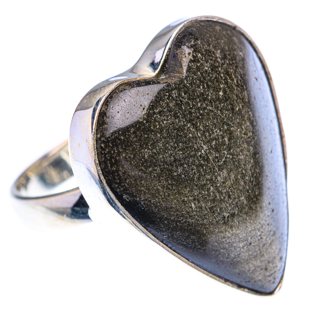 Large Gold Sheen Obsidian 925 Sterling Silver Ring Size 7.5 (925 Sterling Silver) RING140444