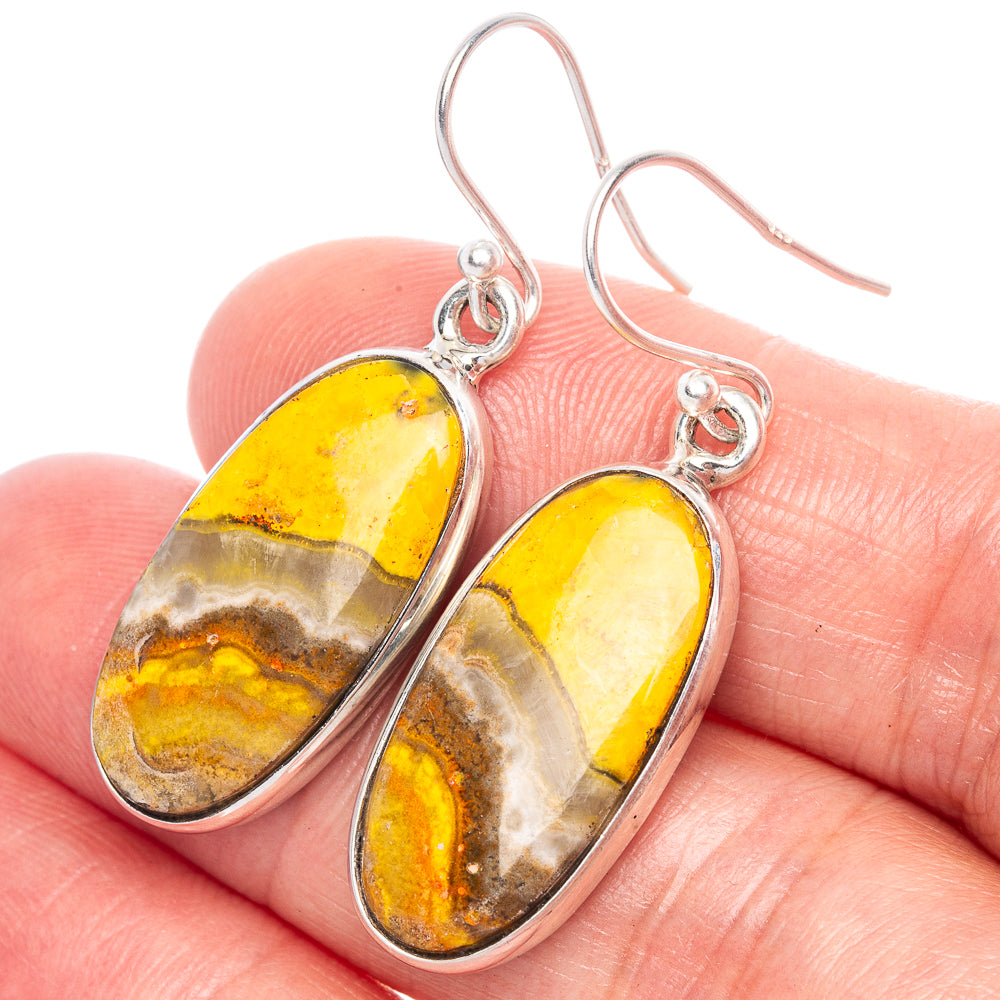 Bumble Bee Jasper Earrings 1 5/8" (925 Sterling Silver) E1154