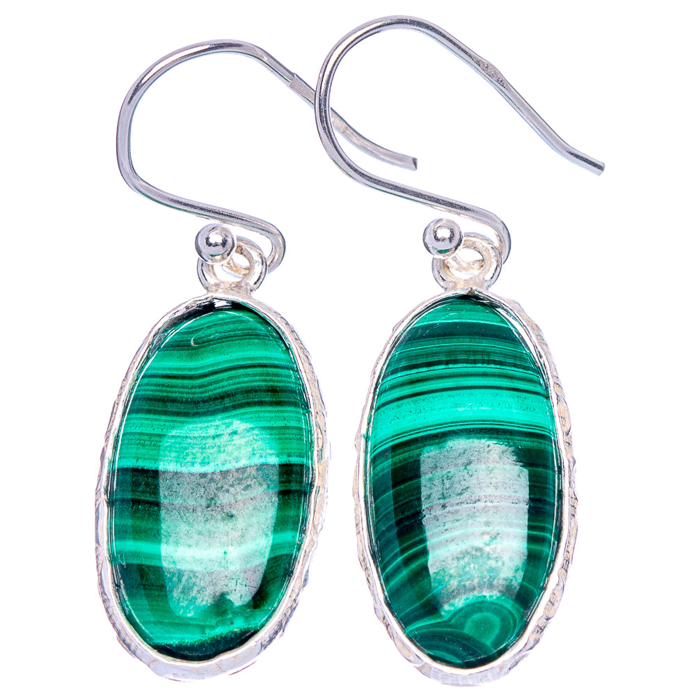 Malachite Earrings 1 3/8" (925 Sterling Silver) E1880