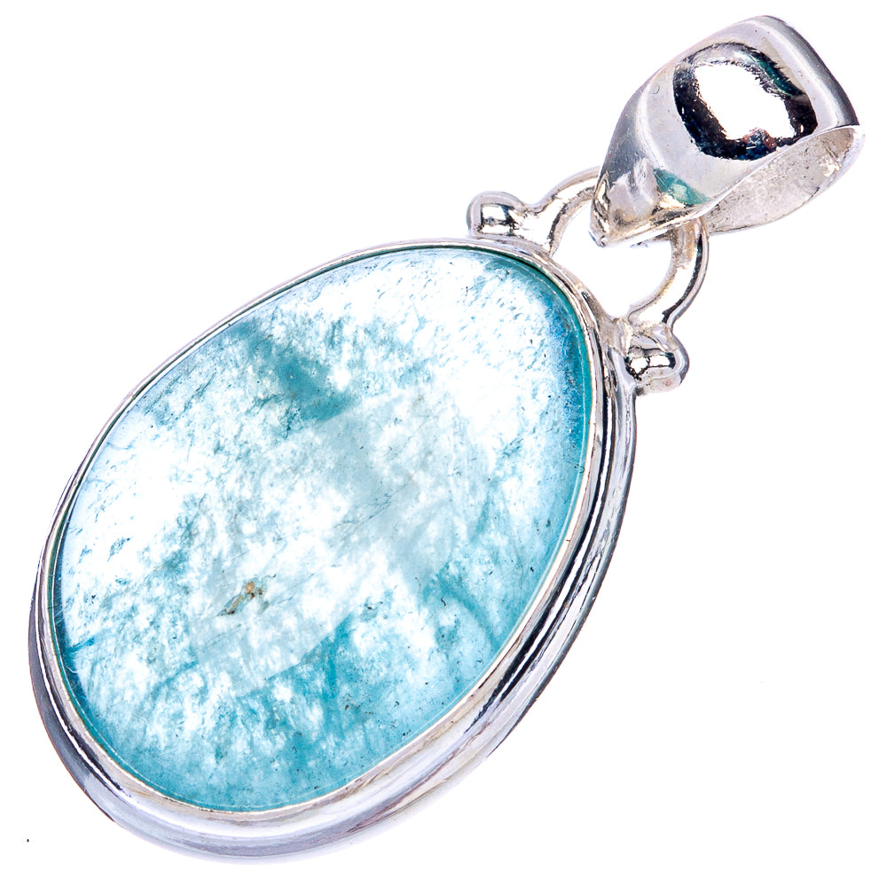 Natural Aquamarine 925 Sterling Silver Pendant 1 1/4" (925 Sterling Silver) P41879