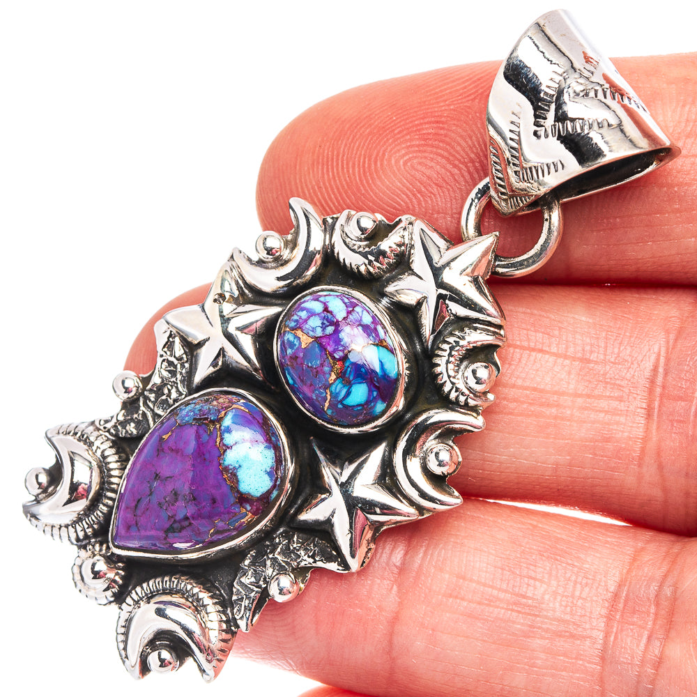 Exclusive Purple Copper Turquoise Pendant 2 1/8" (.925 Sterling Silver)
