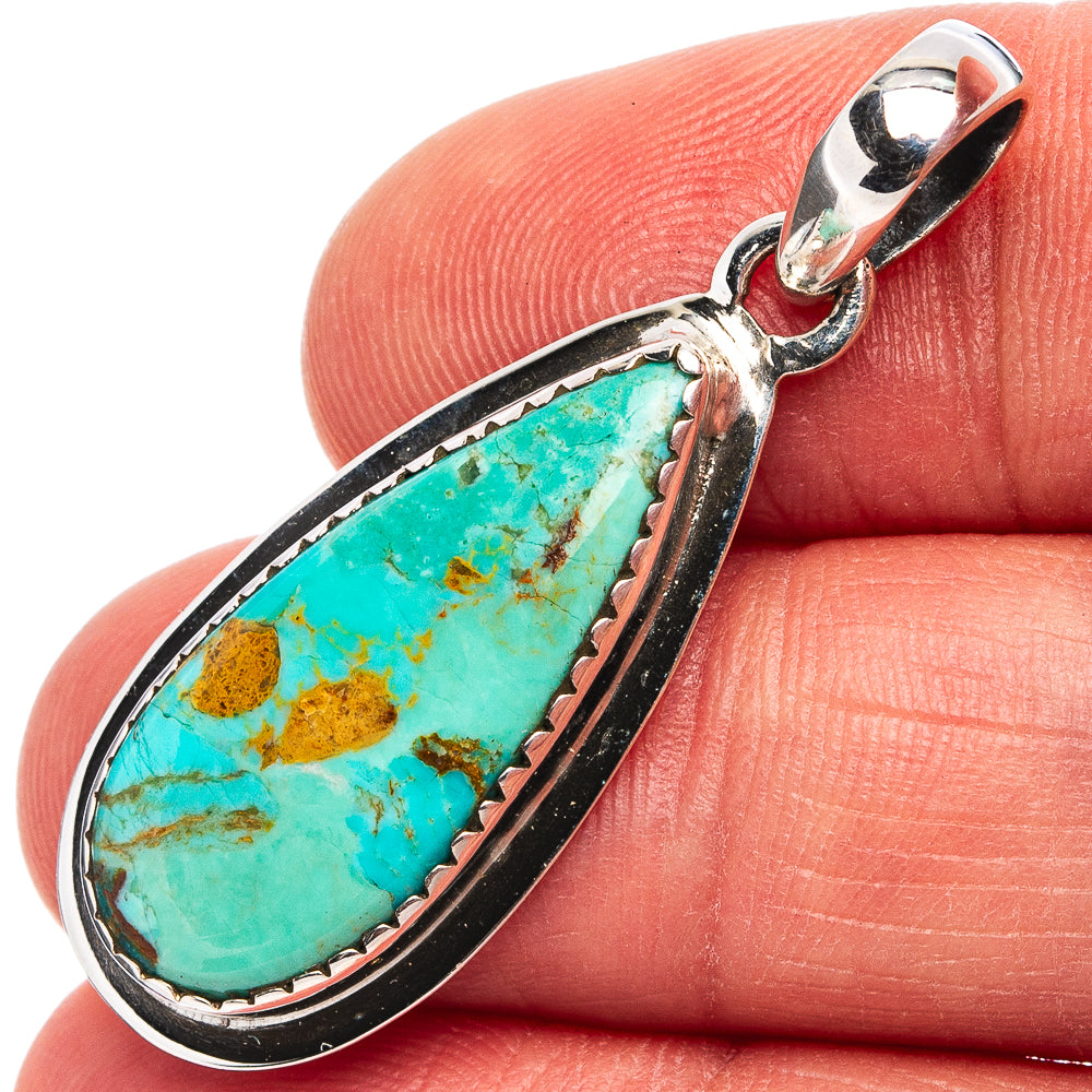 Mohave Turquoise Pendant 1 5/8" (.925 Sterling Silver)