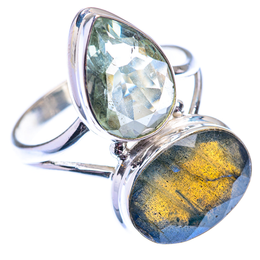 Large Labradorite, Green Amethyst 925 Sterling Silver Ring Size 11.75 (925 Sterling Silver) RING140440