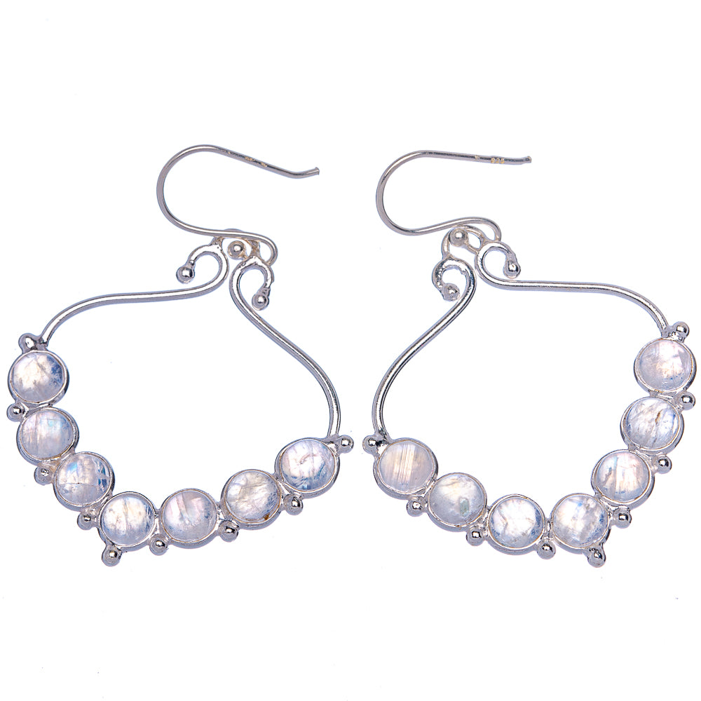 Rainbow Moonstone Earrings 1 7/8" (925 Sterling Silver) E433061