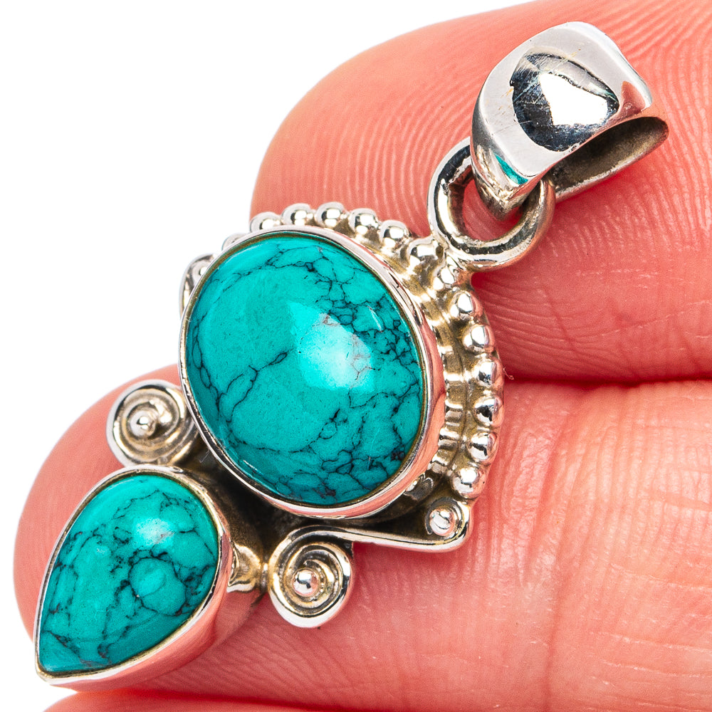 Turquoise Howlite Pendant 1 1/4" (925 Sterling Silver) P45579