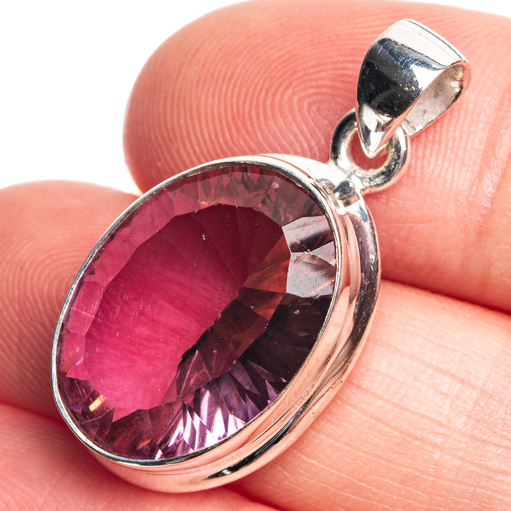 Faceted Color Change Alexandrite (Lab.) Pendant 1 1/8" (925 Sterling Silver) P39095