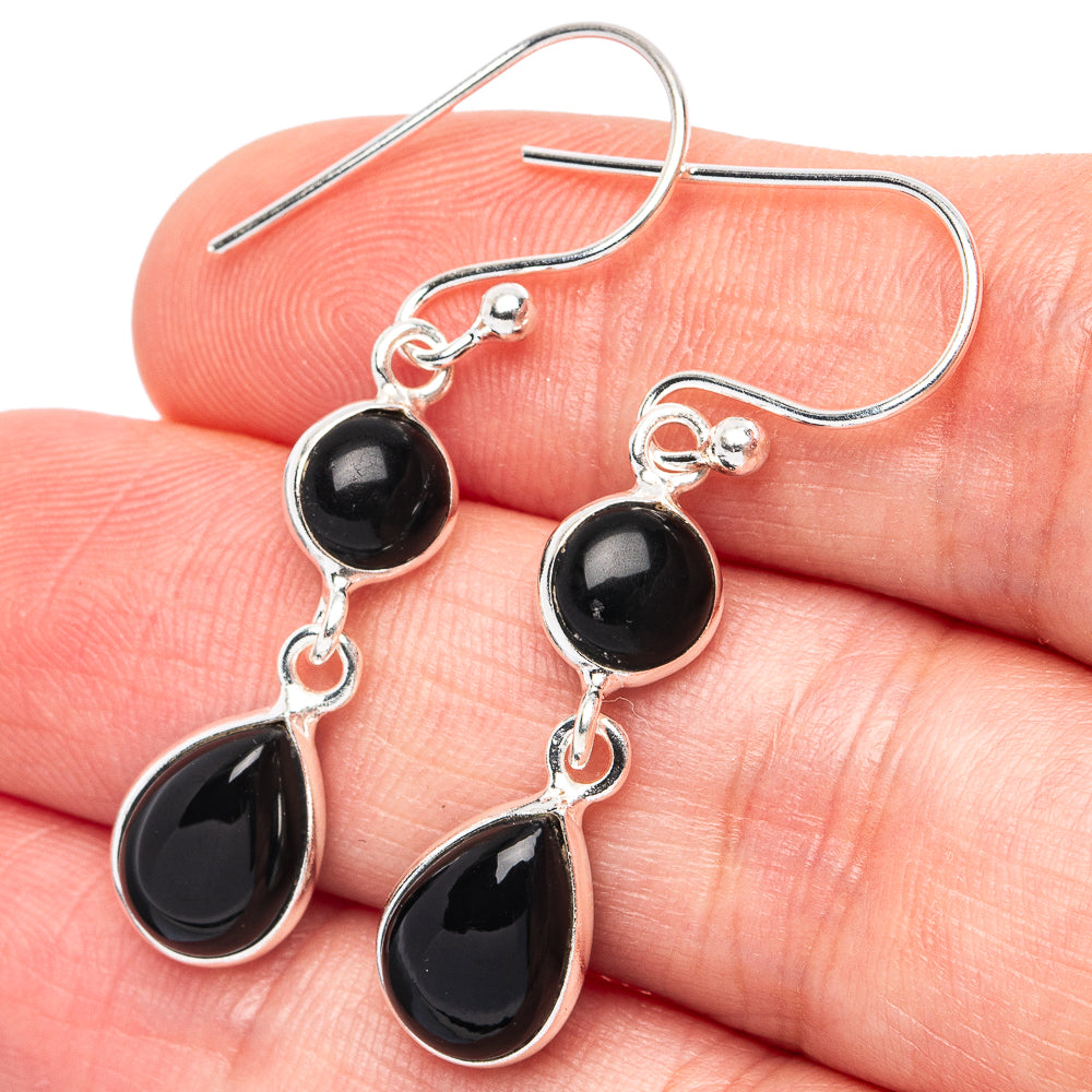 Black Onyx Earrings 1 1/2" (925 Sterling Silver) E3053