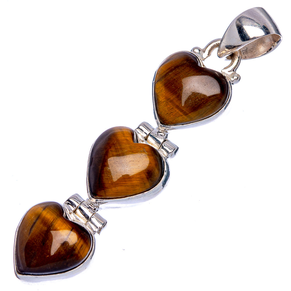 Tiger Eye Heart Pendant 1 7/8" (925 Sterling Silver) P40239