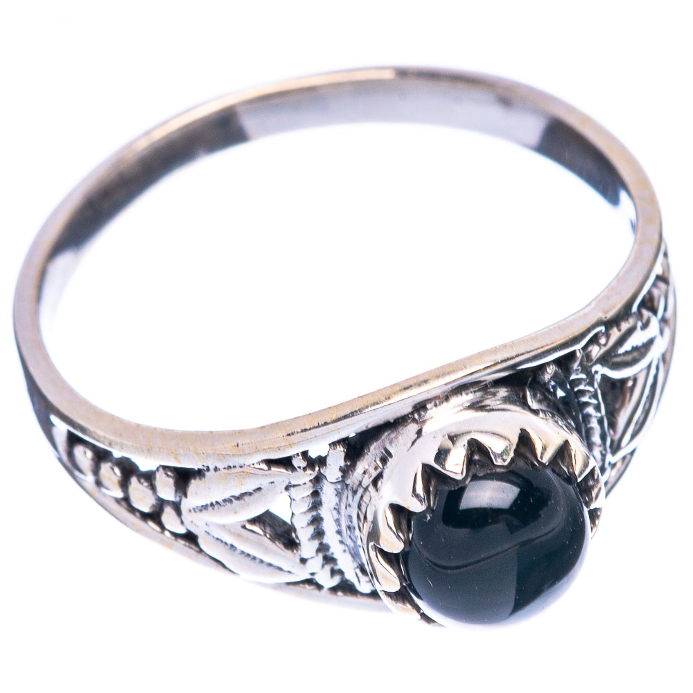 Black Onyx Dainty Ring Size 7.75 (925 Sterling Silver) R5910